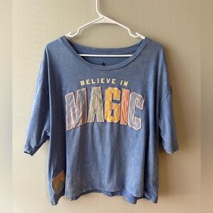 Womens Blue Disney 'Believe in Magic' T Shirt 100% Cotton